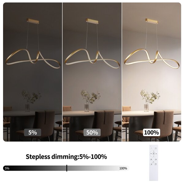 Brilagi-LED Stmievateľný luster na lanku TWISTER LED/60W/230V 3000-6000K zlatá+DO