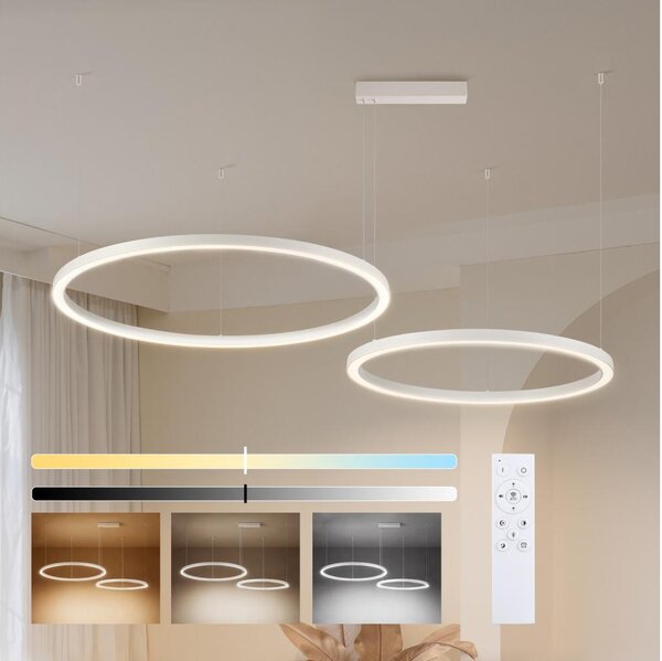 Brilagi - LED Stmievateľný luster na lanku PORTOFINO LED/98W/230V biely + diaľkové ovládanie