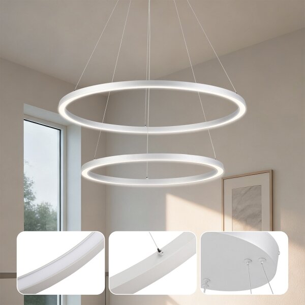 Brilagi-LED stmievateľný závesný luster na lanku PORTOFINO LED/98W/230V pr. 80 cm strieborný s diaľkovým ovládaním