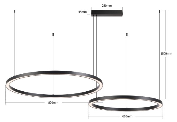 Brilagi - LED stmievateľný luster na lankách PORTOFINO LED/98W/230V čierna + diaľkový ovládač