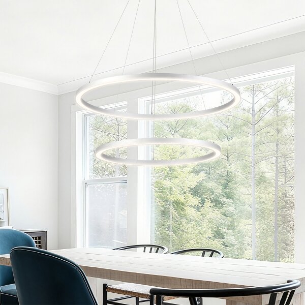 Brilagi-LED stmievateľný závesný luster na lanku PORTOFINO LED/98W/230V pr. 80 cm strieborný s diaľkovým ovládaním