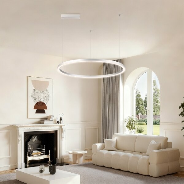 Brilagi-LED Stmievateľný luster na lankách PORTOFINO LED/60W/230V pr. 80 cm strieborný + diaľkové ovládanie