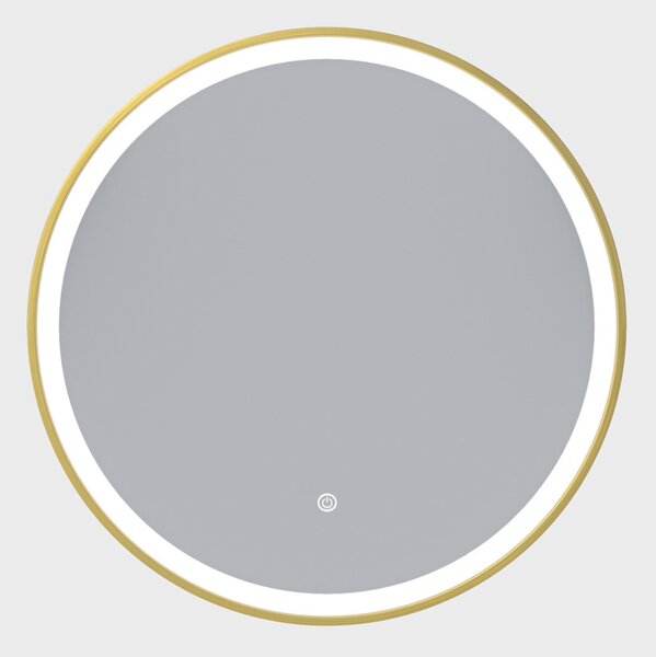 Erga Olivia, okrúhle LED zrkadlo 70cm, zlatý kovový rám, 1610 lm, 6500K, predné osvetlenie, ERG-V01-202-7070-GD