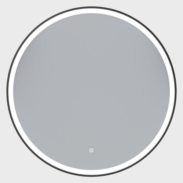 Erga Olivia, okrúhle LED zrkadlo 80cm, čierny kovový rám, 1840 lm, 6500K, predné osvetlenie, ERG-V01-202-8080-BK