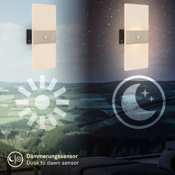 Briloner 3888012 - Nabíjateľné nástenné LED svietidlo AURA so senzorom, 2,5 W / 5 V, 1800 mAh, matné