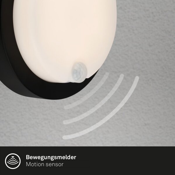 Brilo - LED nabíjateľné vonkajšie nástenné svietidlo so senzorom LED/4W/5V 4400 mAh IP44 čierne