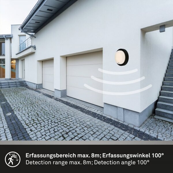 Brilo - LED nabíjateľné vonkajšie nástenné svietidlo so senzorom LED/4W/5V 4400 mAh IP44 čierne