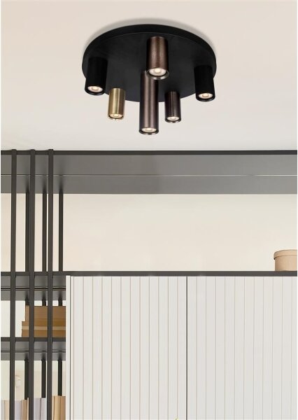 Searchlight 50570-6BK - Stropné svietidlo TUBES 6xGU10/10W/230V pr. 40 cm
