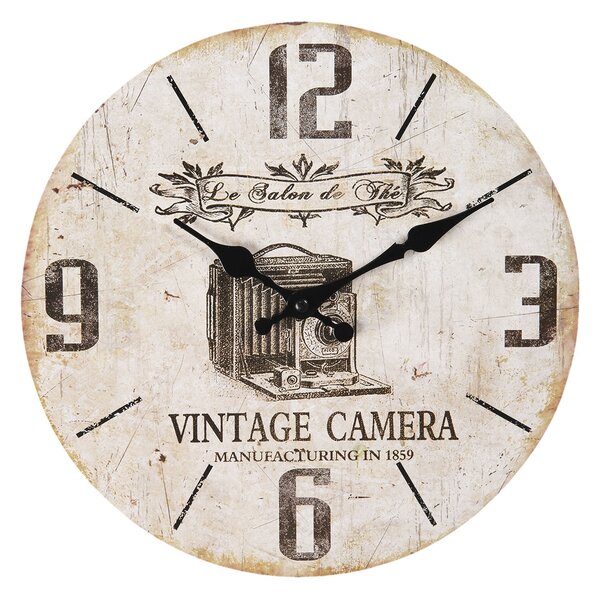 Nástenné hodiny Vintage Camera - Ø 30 * 3 cm / 1 * AA