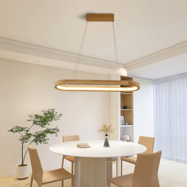 Brilagi - Drevený LED luster UMEA WOOD na lanku, 30W, 230V, 70x20 cm