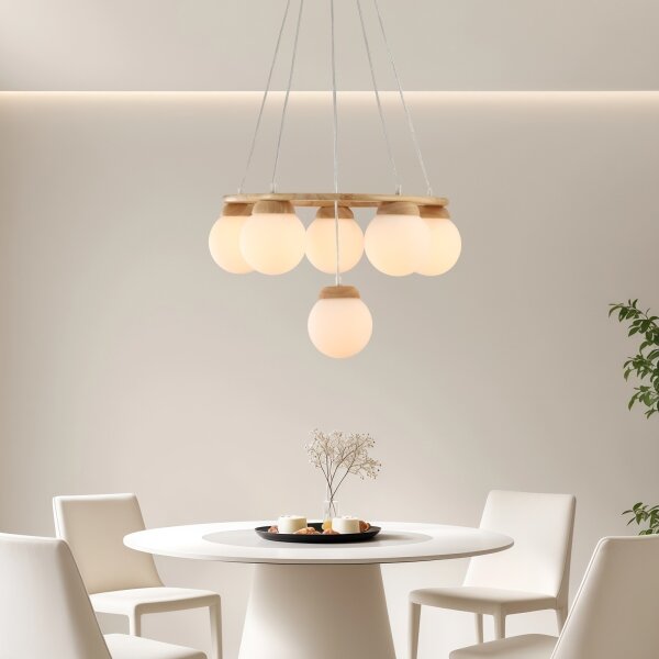 Brilagi - Závesný luster na lanku VISBY WOOD 6xE27/60W/230V priemer 58 cm drevo