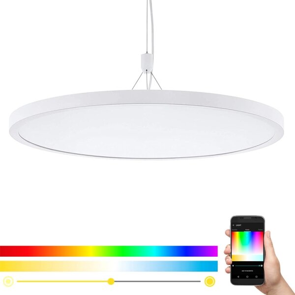 Eglo 33676 - LED RGBW stmievateľný závesný luster na lane CERIGNOLA-C LED/32W/230V biela + diaľkové ovládanie