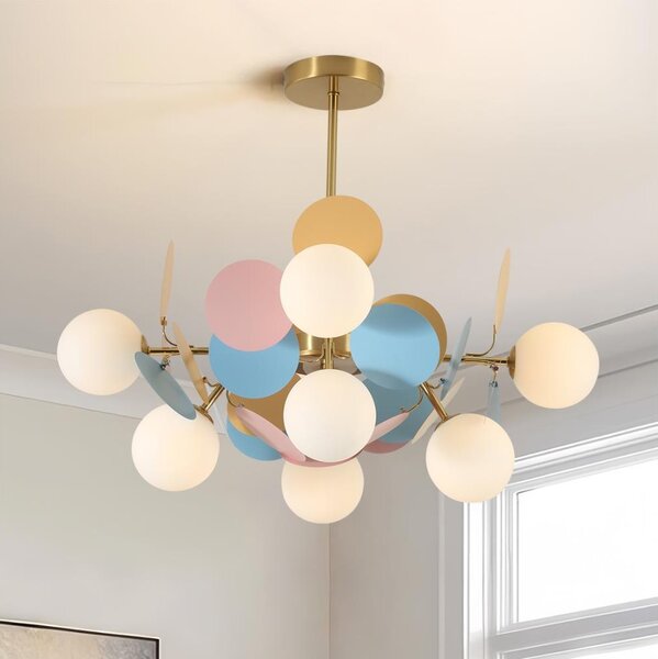 Brilagi - Luster na tyči BALMO 8xG9/9W/230V pr. 60 cm zlatá/modrá/ružová