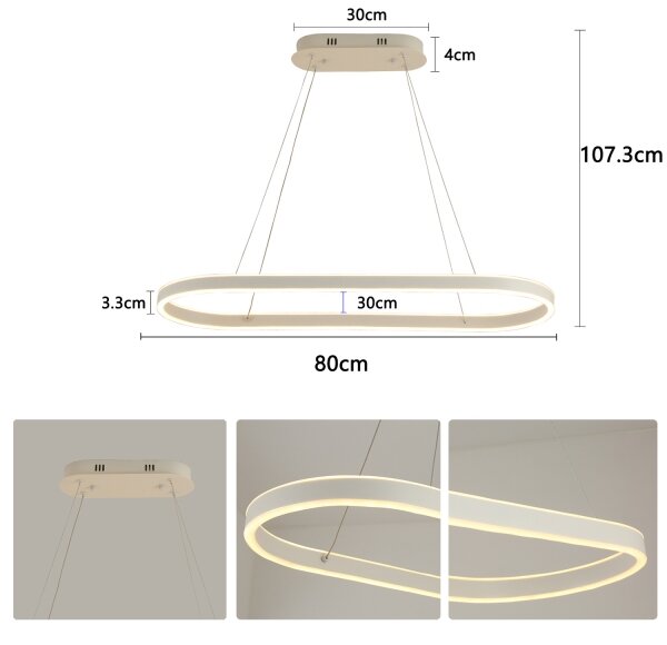 Brilagi - LED luster na lanku PONDIE LED/45W/230V 80x30 cm biela
