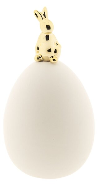 Dekoračné vajíčko so zlatým králikom - Ø 9*17 cm
