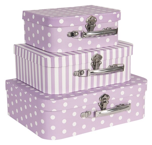 3ks fialové dekoračné kufríky - 30 * 21 * 9/25 * 18 * 9/20 * 16 * 8 cm