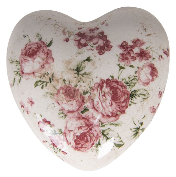 Dekorácia vintage srdce s ružami Rose - 11 * 11 * 4 cm