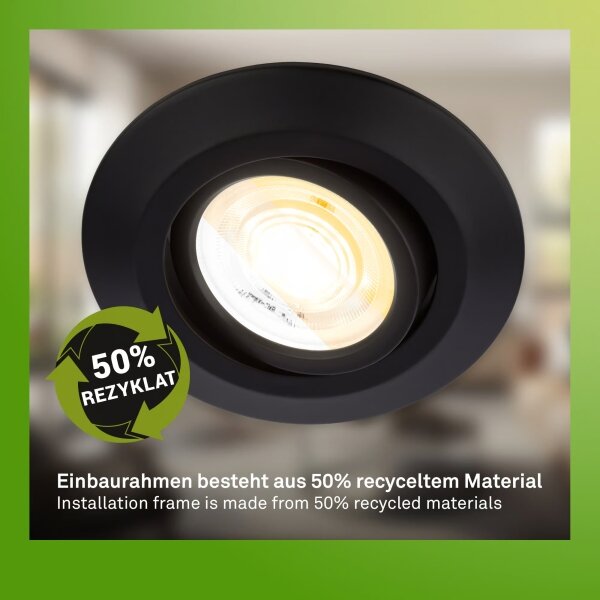 Briloner 7586035 - SADA 3x LED kúpeľňových podhľadových svietidiel KLIRA, 4,9 W / 230 V, IP23, čierna