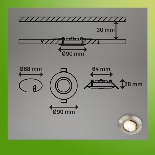 Briloner 7586032 - sada 3x LED kúpeľňových podhľadových svietidiel KLIRA LED/4,9W/230V IP23 chróm