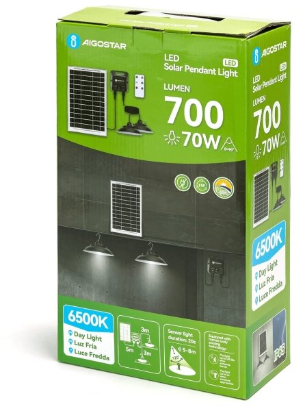 Aigostar - LED solárny luster so senzorom 2xLED/35W/12V 6000mAh 6500K pr.15cm+DO