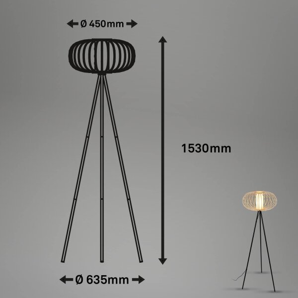 Briloner 1759011 - Stojacia lampa 1xE27/10W/230V bambus/čierna