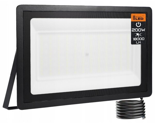 Vonkajší LED reflektor 200 W, 230 V, 4500 K, IP65, čierny