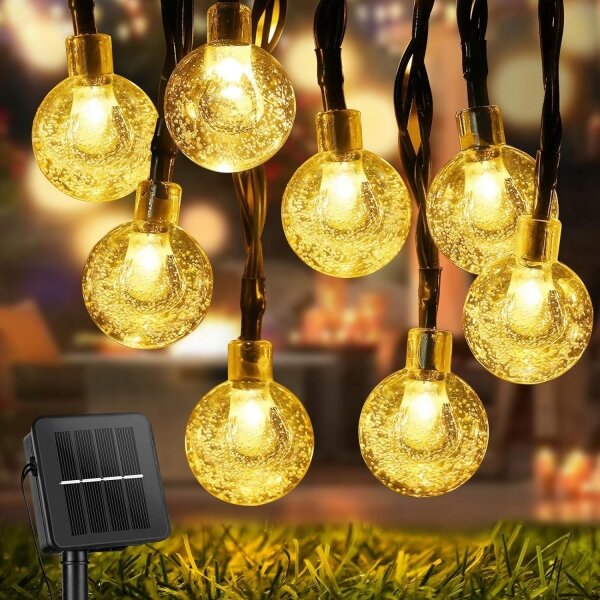 LED solárny dekoračný reťaz 30xLED/8 funkcií 500 mAh 6,5 m IP67 teplá biela