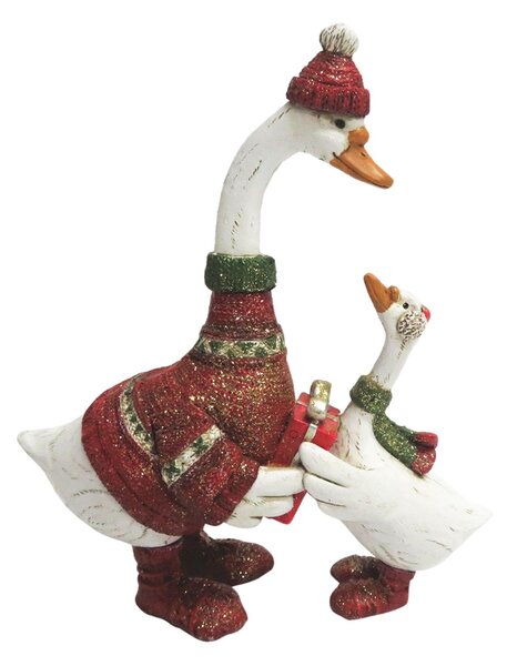 Vianočné dekorácie Husi s darčekom - 15 * 6 * 18 cm