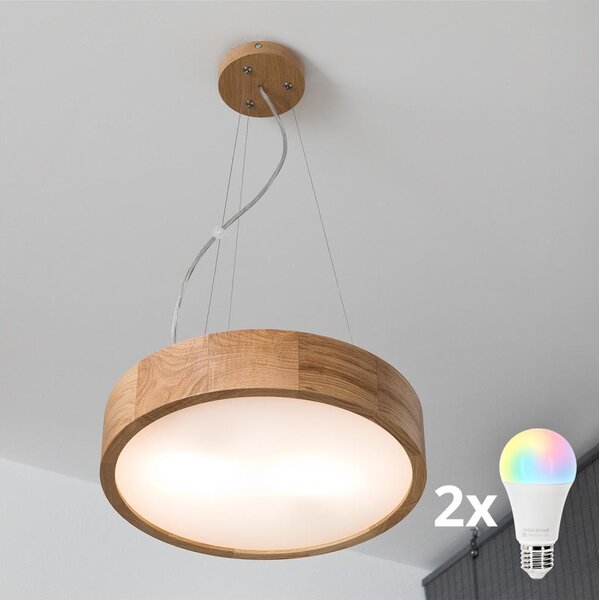 Brilagi - LED RGBW stmievateľný luster CARVALHO 2xE27/9W/230V Wi-Fi dubový priemer 37 cm