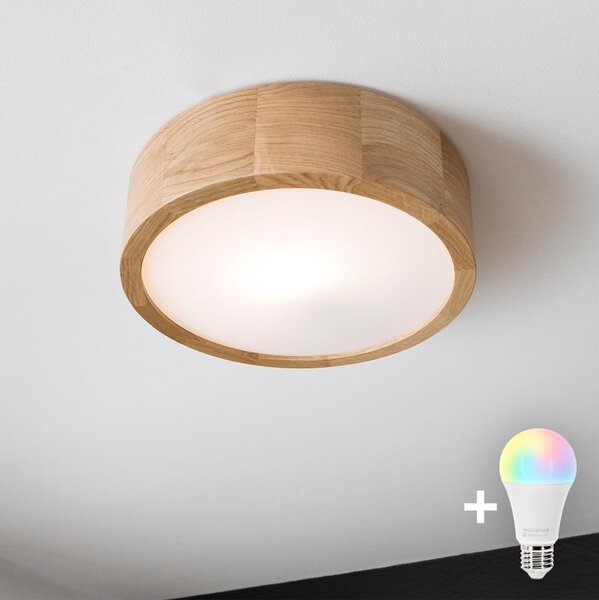 Brilagi - LED RGBW stmievateľné stropné svietidlo CARVALHO 1xE27/9W/230V Wi-Fi dub pr. 27,5