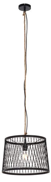 Rustikálne závesné vonkajšie svietidlo čierny ratan 40 cm - Calamus