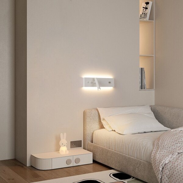 Brilagi-LED Nástenné bodové svietidlo s USB portom NOCTIS LED/3W/230V+LED/9W biela