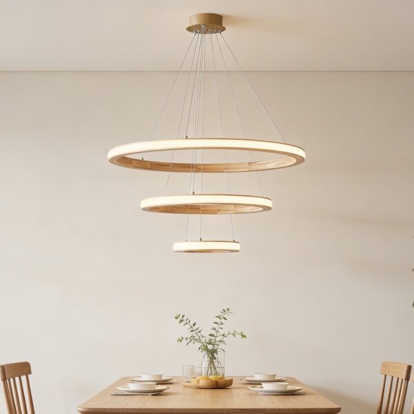 Brilagi - LED závesný drevený luster UMEA WOOD na lane LED/45W/230V, priemer 60 cm