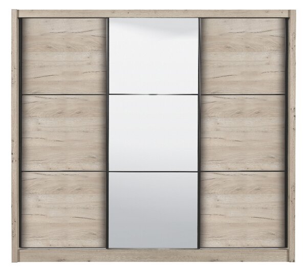 Šatníková skriňa s posuvnými dverami a zrkadlom Debby 245 - dub sivý