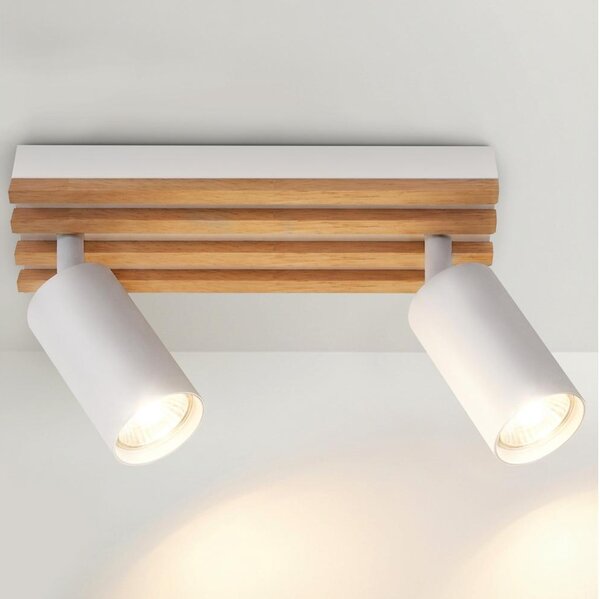 Brilagi - Bodové svietidlo SELE WOOD 2xGU10/30W/230V biela/drevo