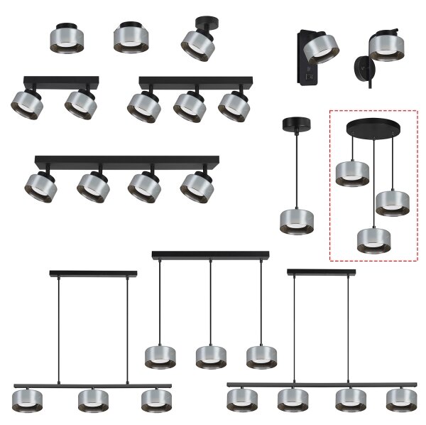 Brilagi - LED Luster na lanku AURA LUX 3xGX53/30W/230V čierna/dymová