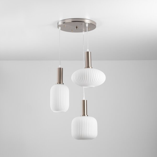 ONLI - Závesný luster DOROTY na lankách 3xE27/15W/230V biela/lesklý chróm