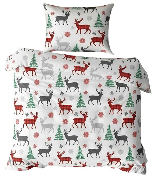 POSTEĽNÁ BIELIZEŇ, renforcé, sivá, zelená, červená, biela, 135/200 cm X-Mas - Obliečky & plachty, Online Only