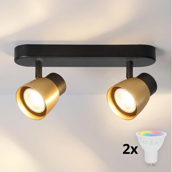 Brilagi - LED RGBW stmievateľné bodové svietidlo NUGGET 2xGU10/4,8W/230V čierna/zlatá