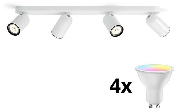 Philips - LED RGBW Stmievateľné bodové svietidlo 4xGU10/4,8W/230V3000K biela + diaľkové ovládanie