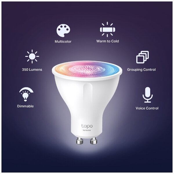 LED RGBW stmievateľná žiarovka GU10/3,7W/230V 2200-6500K Wi-Fi - TP-Link