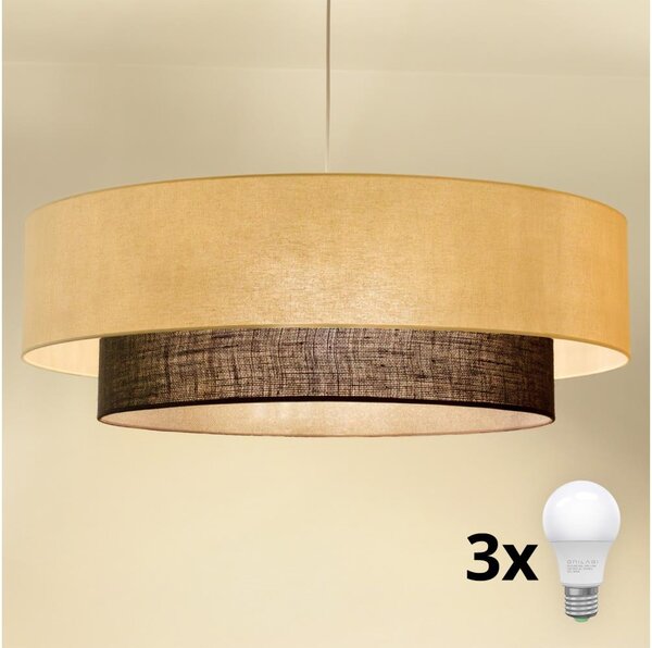 Brilagi - LED luster na lanku BOHO STYLE 3xE27/15W/230V pr. 80 cm krémová/hnedá