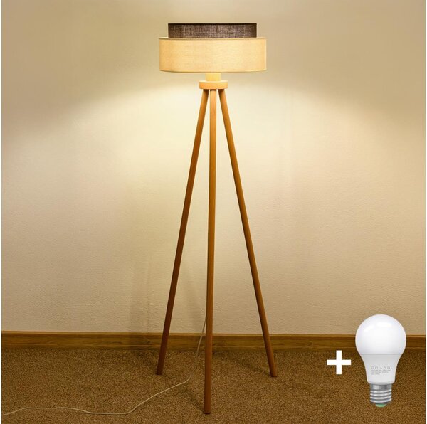 Brilagi - LED stojacia lampa BOHO STYLE 1xE27/15W/230V krémová/hnedá