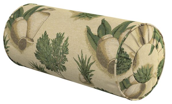 Valcový vankúš so záhybmi farba produktu béžová látka zapletaná, vzorované