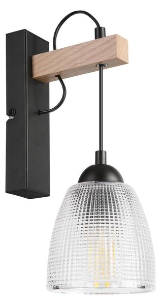 Nástenné svietidlo LEANDRA 1xE27/15W/230V dub/čierna