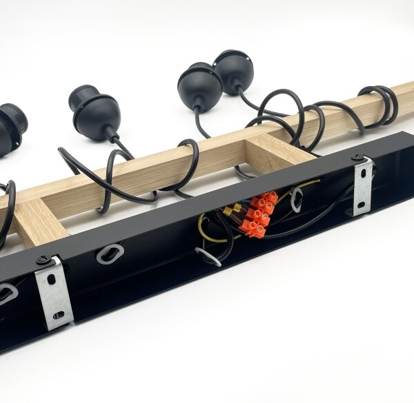 Závesný luster na lanku LEANDRA 5xE27/15W/230V dub/čierna