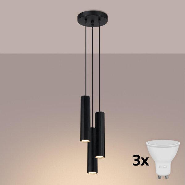 Brilagi - LED luster na lanku CRESTO 3xGU10/10W/230V čierny