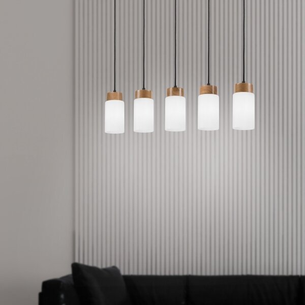 Luster na lane MARKUS 5xE27/15W/230V čierna/dub