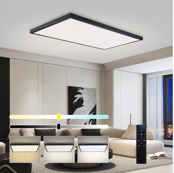 Brilagi-LED Stmievateľné kúpeľňové svietidlo FRAME SMART LED/96W/230V IP44 čierne + diaľkové ovládanie