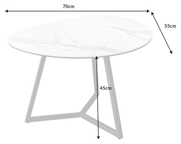 Keramický konferenčný stolík Paquita 70 cm biely mramor